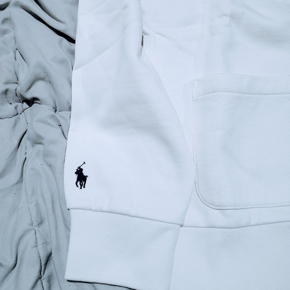 Ralph Lauren White Cardigan Navy Trim and P Embroidered Logo Size Medium NWT - Picture 4 of 5